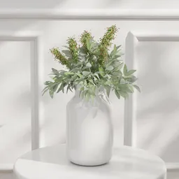 Soft Green Foliage White Vase