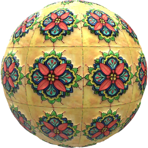 Seamless PBR texture of Mexican ceramic floor with color adjustment, scale, aspect ratio settings, and additional configuration options.