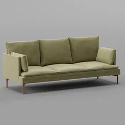 "Add a touch of style and comfort to your living room with this realistic green sofa 3D model from BlenderKit. Perfect for visualization projects in Blender 3D. By Jesper Esjing, inspired by Jens Jørgen Thorsen and John Brack."