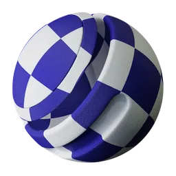 Blue and white checkered PBR shader for 3D fabric render, versatile for Blender projects.