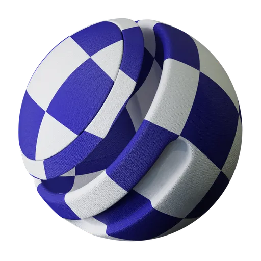 Blue and white checkered PBR shader for 3D fabric render, versatile for Blender projects.