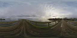 Wooden Quay Ocean Cloudy Sunset