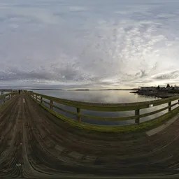 Wooden Quay Ocean Cloudy Sunset