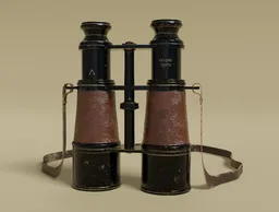 Highly detailed vintage military binoculars 3D model with textures, created in Blender, ideal for realistic rendering projects.