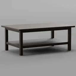 Stylish 3D-rendered coffee table with shelf for interior design in Blender 3D format.