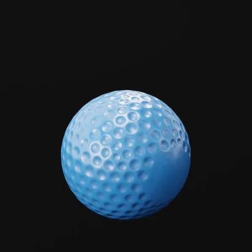 Detailed 3D model of a textured blue hockey ball for Blender rendering, showcasing surface durability.