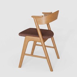 "Danish dining chair 3D model for Blender 3D - classic design with wooden seat and back, upholstered seat, inspired by Frederik Vermehren and featuring a realistic body shape. Available on UE Marketplace and retaildesignblog.net."