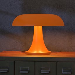 "Experience the iconic Nesso Table Lamp, designed by Giancarlo Mattioli and inspired by Vilhelm Lundstrøm, in stunning detail with this high quality fiberglass 3D model for Blender 3D. Featuring an orange lamp shade and a unique mushroom shape, this lamp adds a touch of retro style to any virtual room. Perfect for any 3D modeling project in the table lamp category."