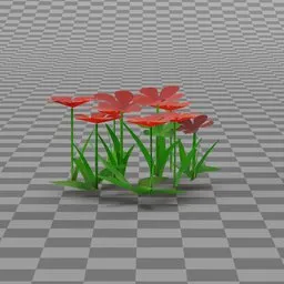 Stylized Grass - Small Flowers Clump