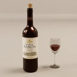 Red Wine Bottle with Glass
