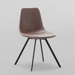 "Bar chair in brown leather with metal frame for Blender 3D. Production quality cinema model by BlenderKit, perfect for interior design projects. Textured base adds realistic detail to scene."