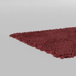 Realistic maroon shaggy carpet 3D model with detailed textures, ideal for Blender interior design renderings.
