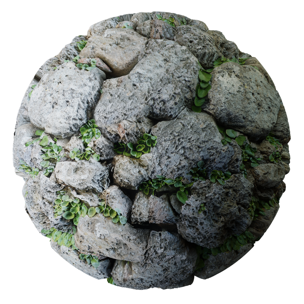 BlenderKit Download the FREE Rock with green plants material