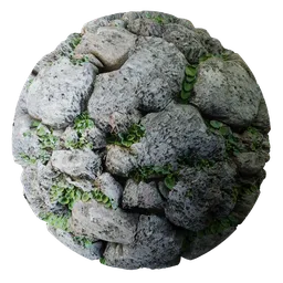 High-resolution PBR rock material enhanced with lifelike greenery for realistic 3D rendering in Blender.