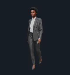Black woman suit walking