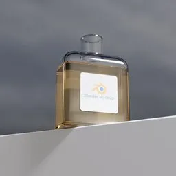Detailed 3D-rendered outdoor scene with a perfume bottle on edge of a high wall, showcasing Blender modeling.