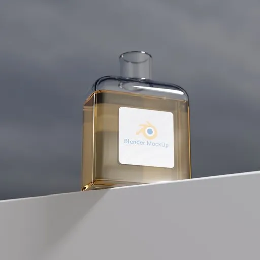 Detailed 3D-rendered outdoor scene with a perfume bottle on edge of a high wall, showcasing Blender modeling.