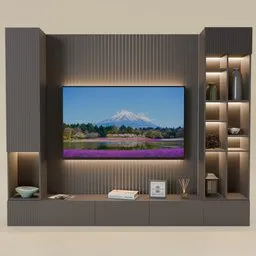 Modern TV wall with decorations