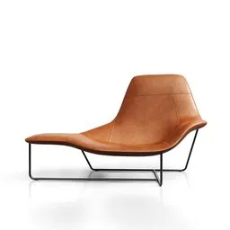 3D rendered tan leather lounge chair with sleek black frame, modern furniture design for Blender modeling.