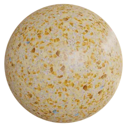 High-resolution yellow terrazzo PBR texture for 3D flooring designs in Blender and other 3D applications.