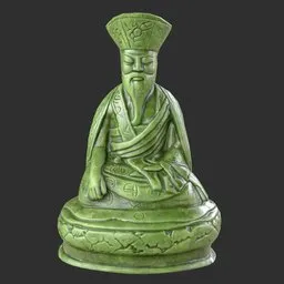 Zen Monk Figurine Green Jade