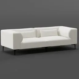 3D rendering of a light beige fabric sofa model showcasing low poly design, optimized for Blender use.
