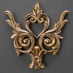 Intricate golden 3D ornament design for classic modeling, compatible with Blender.