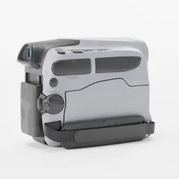Highly detailed Blender 3D model of a digital camcorder with professional features.