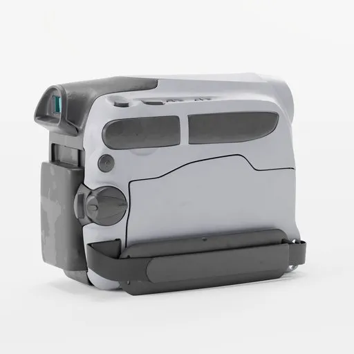 Highly detailed Blender 3D model of a digital camcorder with professional features.
