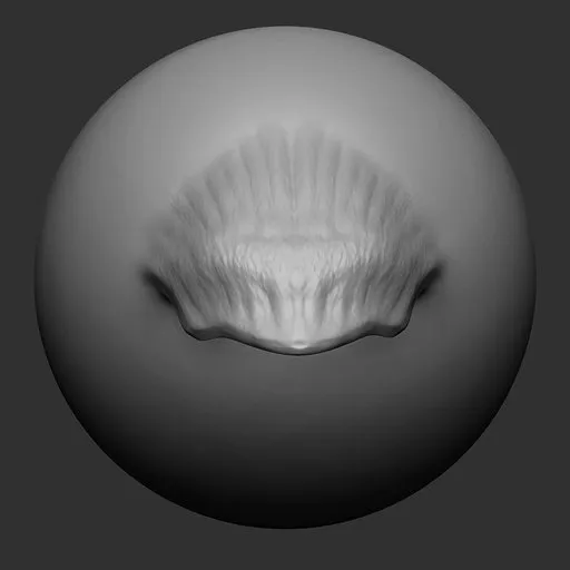 3D modeling brush imprint showing detailed dragon scale pattern for Blender sculpting tool.