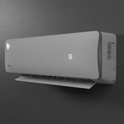 "White Midea Apollo Split Air Conditioner, 3D model for Blender 3D. Indoor product size: 802x189x297mm, outdoor product size: 765x303x555mm. Designed with an industrial concept and detailed for optimal realism."
Note: Alt text should be around 125 characters or less for optimal SEO.