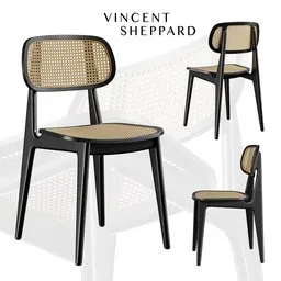 High-quality 3D model of a stylish dining chair, compatible with Blender, showcasing multiple views.
