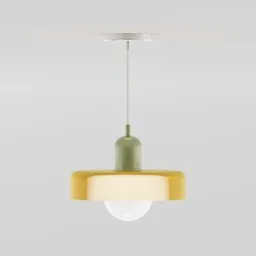 Mid-century modern 3D ceiling light, opaline glass shade, Blender 3D model for interior renders, available at Homdiy.