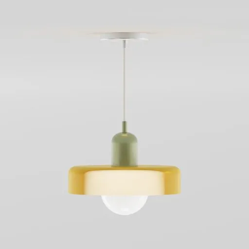 Mid-century modern 3D ceiling light, opaline glass shade, Blender 3D model for interior renders, available at Homdiy.