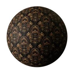 Detailed vintage floral pattern 3D material texture for Blender PBR rendering, high-resolution.