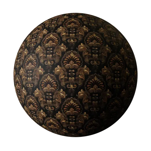 Detailed vintage floral pattern 3D material texture for Blender PBR rendering, high-resolution.
