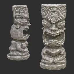 Tiki God Furious Yell Statue Stone