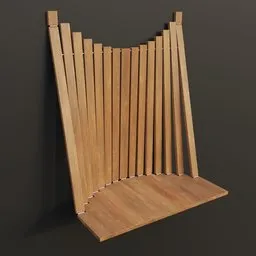 Detailed wooden 3D model of a wall-mounted table with vertical slats, designed in Blender for realistic rendering.