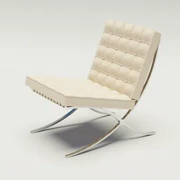 3D rendering of a minimalist cream-colored Barcelona chair model, designed for architectural visualization in Blender.