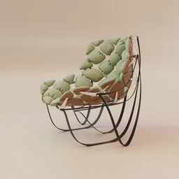 "Explore our 3D model of Turtle Shell Chair A for Blender 3D, designed with a black and green color set inspired by the iconic turtle shell. Featuring ruffled, weathered skin and anthropomorphic cactus accents, this furniture piece showcases a polished and elegant finish. Perfect for architectural visualization and home decor projects."