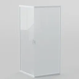 3D model of a frameless glass corner shower cabin with sliding doors designed in Blender.