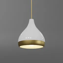 "Vintage Hanna pendant light with glossy black shade and copper finish, 3D model for Blender 3D. Created using BlenderKit by karlkka, featuring brass plated collar and blown glass. Perfect for ceiling-light category in your interior design projects."