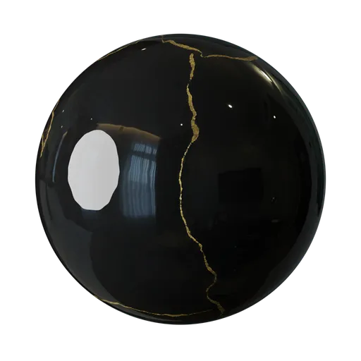 Polished Black Kintsugi Marble