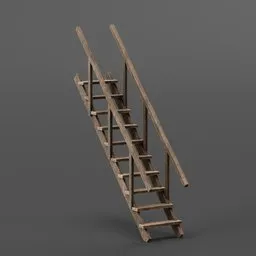 "3D model of high-quality wooden stairs, inspired by Konrad Witz and perfect for adding a medieval touch to your Blender 3D scenes."