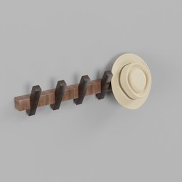 Wooden Wall Coat Hanger With Hat