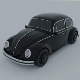 Detailed 3D rendering of a classic VW Beetle, compatible with Blender for 3D modeling enthusiasts.