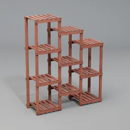 Wooden step-style shelf rack