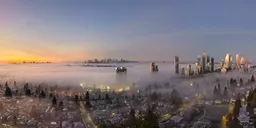 City Sunrise Twilight Fog