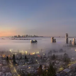 City Sunrise Twilight Fog