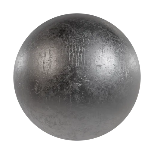 Textured procedural metal sphere with scratches and imperfections, customizable for PBR workflows in Blender 3D.